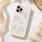 Custom Cherub Phone Case, Personalized Angel Toile iPhone Case, Blue Coquette Name Case Gift