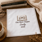 Book Lover Embroidered Handkerchief, Personalized Reader Hanky, One More Chapter Keepsake Gift for Book Lover