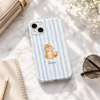 Custom Cat Phone Case, Personalized Orange Tabby Kitten Case, Cute Blue Stripe Pet Lover Gift, Cat Mom Phone Cover