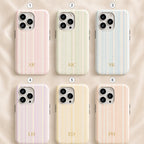 Custom Pastel Stripe Phone Case, Personalized Name Phone Cover, Soft Rainbow Minimal Case Gift For Her