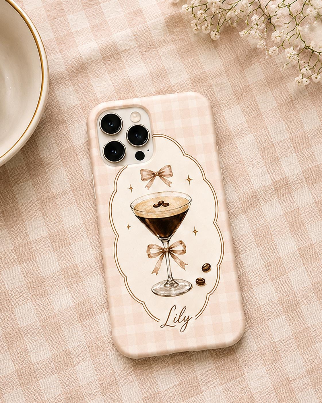 Custom Espresso Martini Phone Case, Personalized Cocktail iPhone Case, Coquette Coffee Drink Gift
