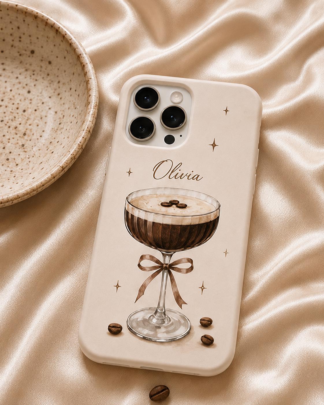 Custom Espresso Martini Phone Case, Personalized Cocktail iPhone Case, Coquette Coffee Drink Gift