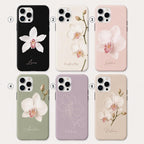 Custom Orchid Phone Case, Personalized Name iPhone Case, Elegant Black Floral Case Gif
