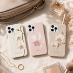Custom Orchid Phone Case, Personalized Name iPhone Case, Elegant Black Floral Case Gif