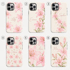 Pink Lily Phone Case, Watercolor Floral iPhone Case, Soft Feminine Botanical Case Gift