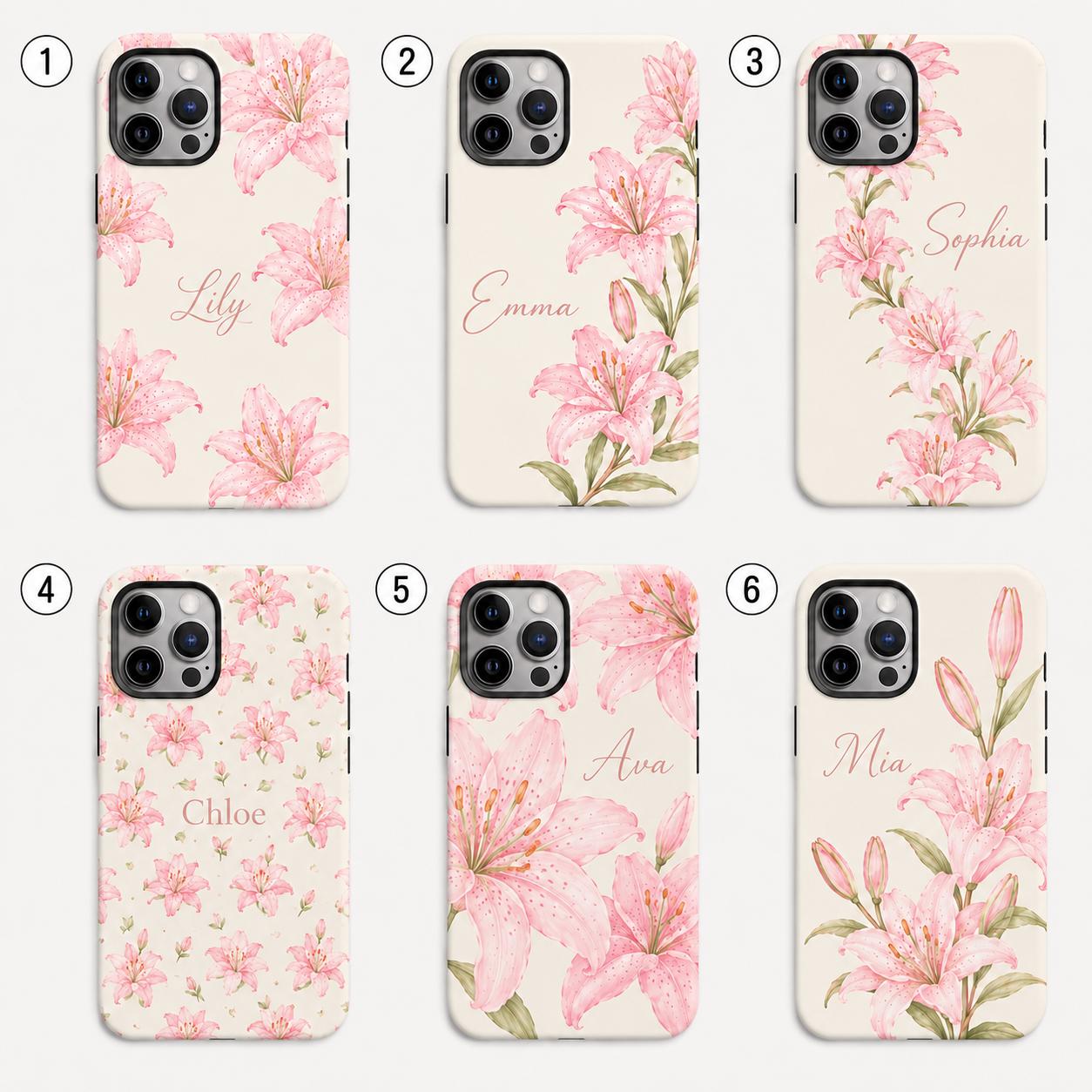 Pink Lily Phone Case, Watercolor Floral iPhone Case, Soft Feminine Botanical Case Gift
