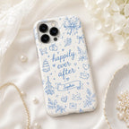 Bride Era Custom Name iPhone Case, Blue Wedding Doodle Bridal Gift