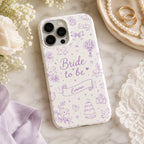 Bride Era Custom Name iPhone Case, Blue Wedding Doodle Bridal Gift