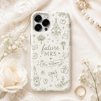 Bride Era Custom Name iPhone Case, Blue Wedding Doodle Bridal Gift