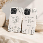 Christian Floral Phone Case, Walk By Faith Bible Verse iPhone Case