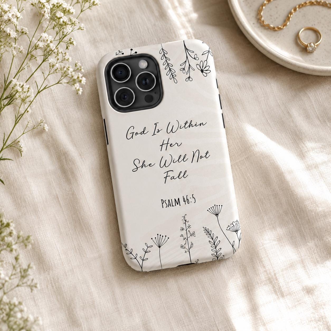 Christian Floral Phone Case, Walk By Faith Bible Verse iPhone Case