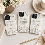 Christian Floral Phone Case, Walk By Faith Bible Verse iPhone Case