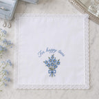 Custom Embroidered Handkerchief, Personalized Wedding Hanky, Happy Tears Floral Bouquet Keepsake Gift