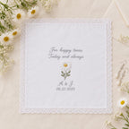 Custom Embroidered Wedding Handkerchief, Personalized Happy Tears Hanky, Bridal Bouquet Keepsake Gift For Bride Mom
