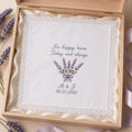 Custom Embroidered Wedding Handkerchief, Personalized Happy Tears Hanky, Bridal Bouquet Keepsake Gift For Bride Mom