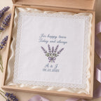 Custom Embroidered Wedding Handkerchief, Personalized Happy Tears Hanky, Bridal Bouquet Keepsake Gift For Bride Mom