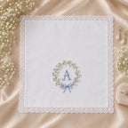 Custom Monogram Embroidered Handkerchief, Personalized Initial Floral Wedding Hanky, Bridal Happy Tears Keepsake Gift