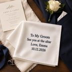Personalized Groom Handkerchief, Custom Embroidered Wedding Handkerchief, Gift From Bride To Groom