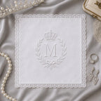 Custom White Embroidered Handkerchief, Personalized Monogram Wedding Hanky, Initial Lace Bridal Keepsake Gift
