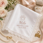 Personalized Pet Memorial Handkerchief, Custom Embroidered Wedding Hanky, Dog Remembrance Keepsake