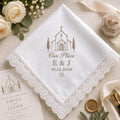 Personalized Church Wedding Handkerchief, Custom Embroidered Lace Hanky, Chapel Keepsake Gift