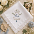 Personalized Pet Memorial Handkerchief, Custom Embroidered Dog Wedding Hanky, Paw Print Keepsake Gift