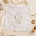 Personalized Family Initial Handkerchief, Custom Embroidered Wedding Hanky, Couple Keepsake Gift