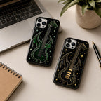 Dragon Guitar Phone Case, Rock Music iPhone Case, Red Electric Guitar Tough Case Gift