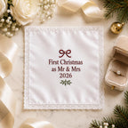 Personalized Christmas Handkerchief, Custom Embroidered Wedding Hanky, First Christmas Mr And Mrs Gift