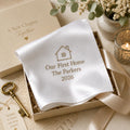 Personalized First Home Handkerchief, Custom Embroidered Housewarming Hanky, New Home Keepsake Gift