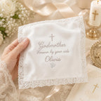 Personalized Godmother Handkerchief, Custom Embroidered Baptism Hanky, Godmother Keepsake Gift