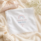 Personalized Baby Handkerchief, Custom Embroidered Rainbow Baby Hanky, Baby Shower Keepsake Gift
