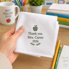 Personalized Teacher Handkerchief, Custom Embroidered Thank You Teacher Hanky, Teacher Appreciation Gift