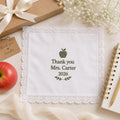 Personalized Teacher Handkerchief, Custom Embroidered Thank You Teacher Hanky, Teacher Appreciation Gift