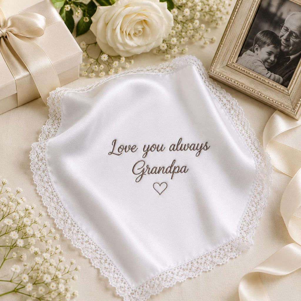 Personalized Grandpa Handkerchief, Custom Embroidered Memorial Hanky, Grandfather Keepsake Gift