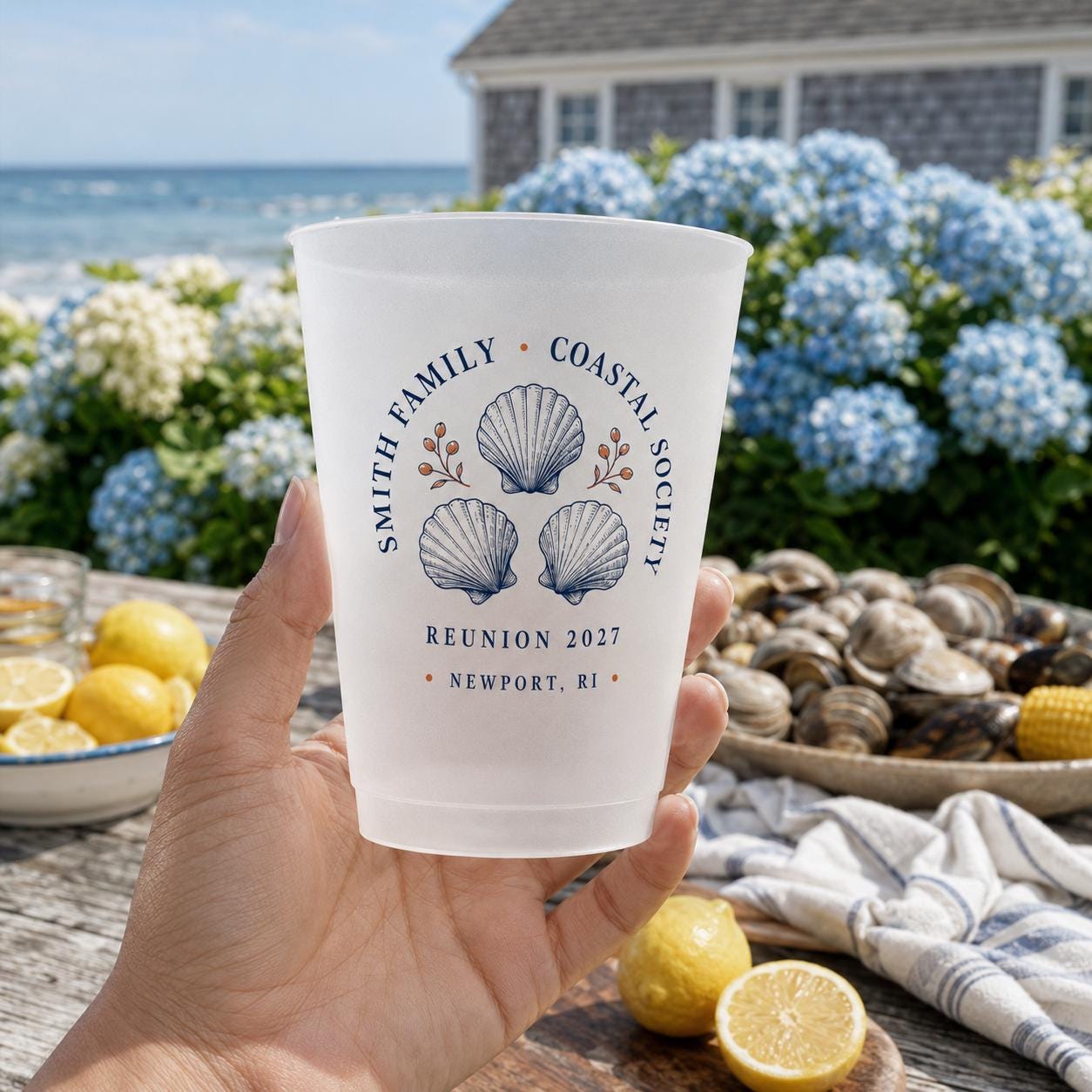 Personalized Coastal Reunion Frosted Cups, Custom Family Reunion Party Cups, Seaside Weekend Favors, Beach House Cups
