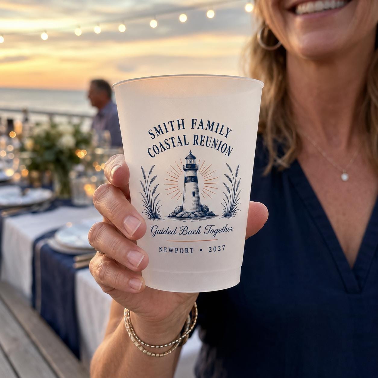 Personalized Coastal Reunion Frosted Cups, Custom Family Reunion Party Cups, Seaside Weekend Favors, Beach House Cups
