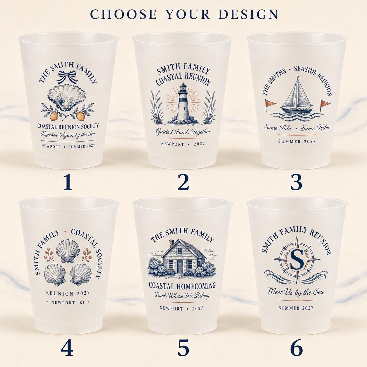 Personalized Coastal Reunion Frosted Cups, Custom Family Reunion Party Cups, Seaside Weekend Favors, Beach House Cups