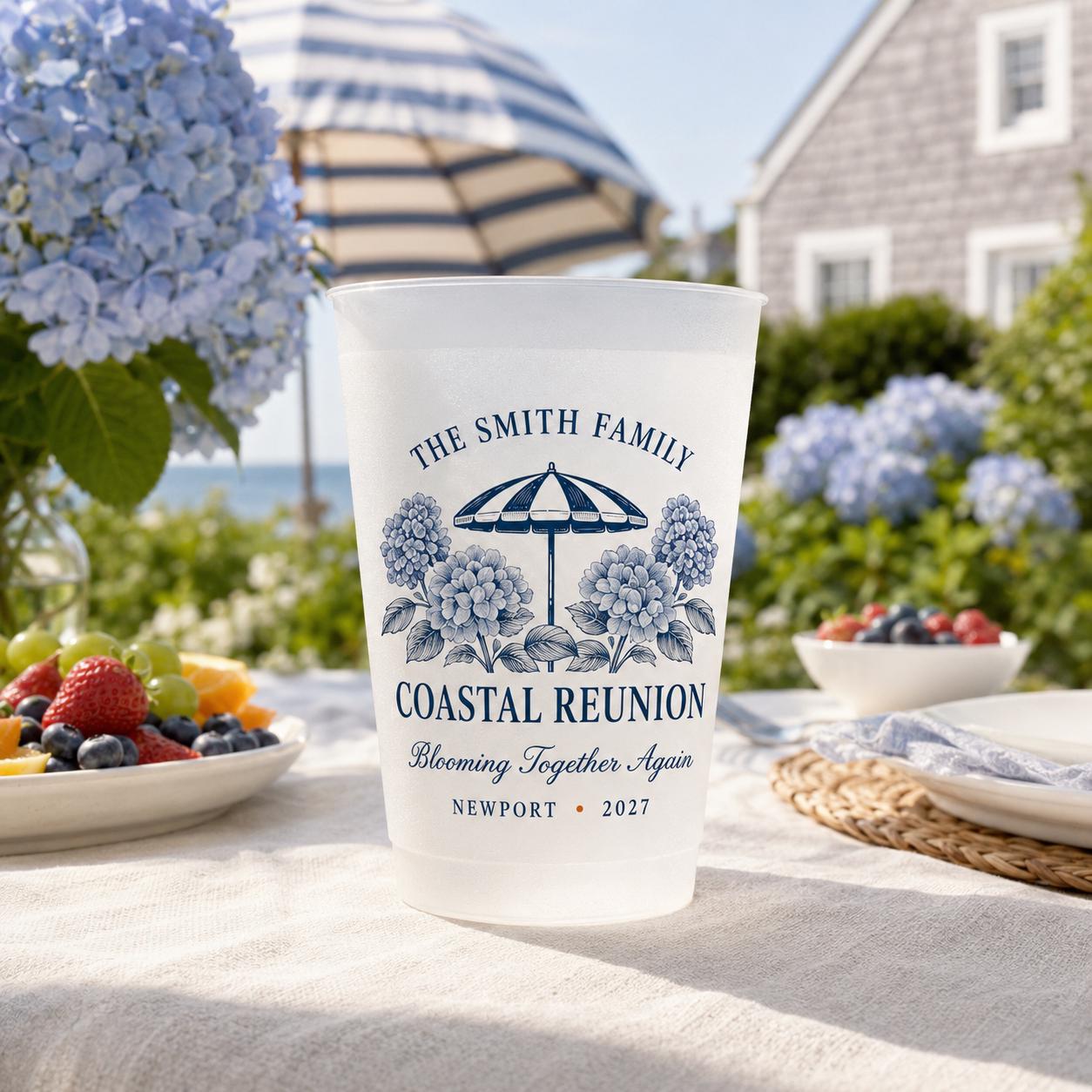 Personalized Coastal Reunion Frosted Cups, Custom Family Reunion Cups, Beach House Party Favors, Seaside Vacation Drinkware
