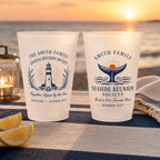 Personalized Coastal Reunion Frosted Cups, Custom Family Reunion Cups, Beach House Party Favors, Seaside Vacation Drinkware