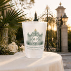 Personalized Wedding Frosted Cups, Custom Estate Crest Monogram, Wedding Weekend Bar Cups, Reception Party Favors