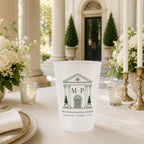 Personalized Wedding Frosted Cups, Custom Estate Crest Monogram, Wedding Weekend Bar Cups, Reception Party Favors