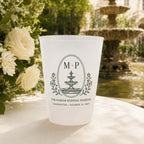 Personalized Wedding Frosted Cups, Custom Estate Crest Monogram, Wedding Weekend Bar Cups, Reception Party Favors