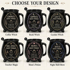 Personalized Cauldron Mug, Custom Daily Magic Witch Mug, Halloween Ceramic Coffee Cup, Gothic Book Lover Teacher Mom Gift
