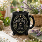 Personalized Cauldron Mug, Custom Daily Magic Witch Mug, Halloween Ceramic Coffee Cup, Gothic Book Lover Teacher Mom Gift