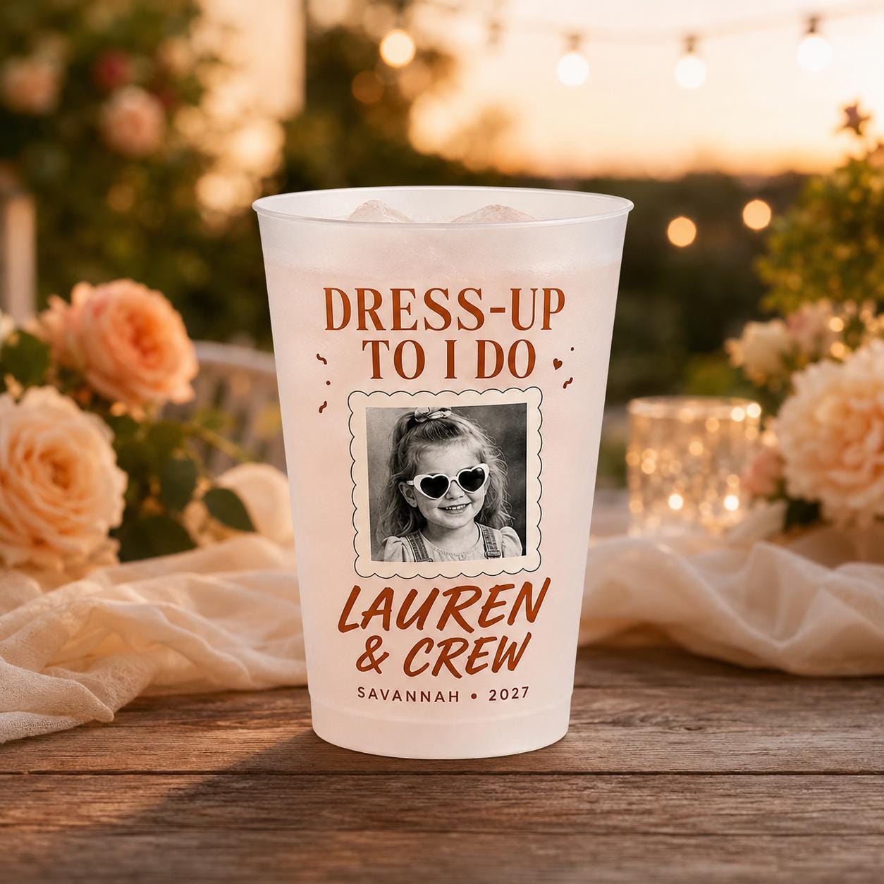 Personalized Bachelorette Frosted Cups, Custom Childhood Photo Bride Cups, Wedding Weekend Party Favors, Bridesmaid Drinkware