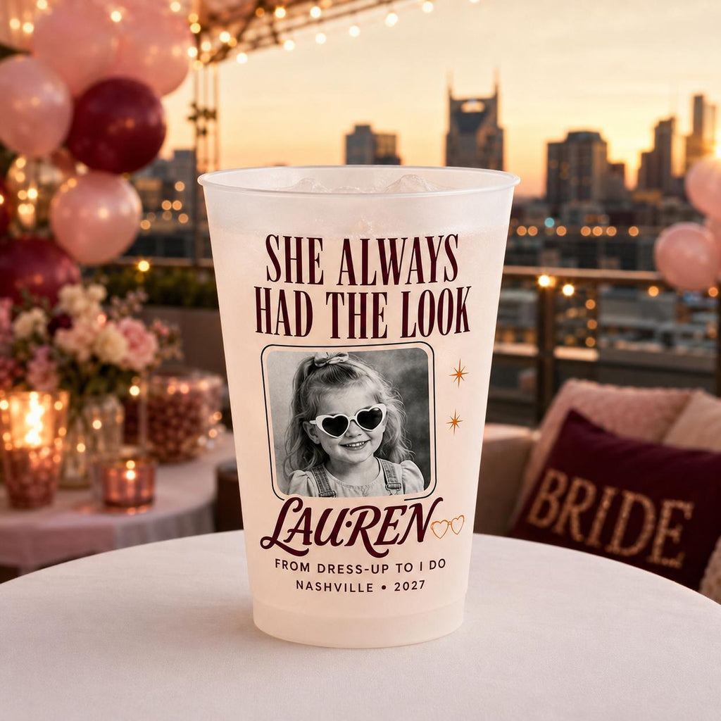 Personalized Bachelorette Frosted Cups, Custom Childhood Photo Bride Cups, Wedding Weekend Party Favors, Bridesmaid Drinkware