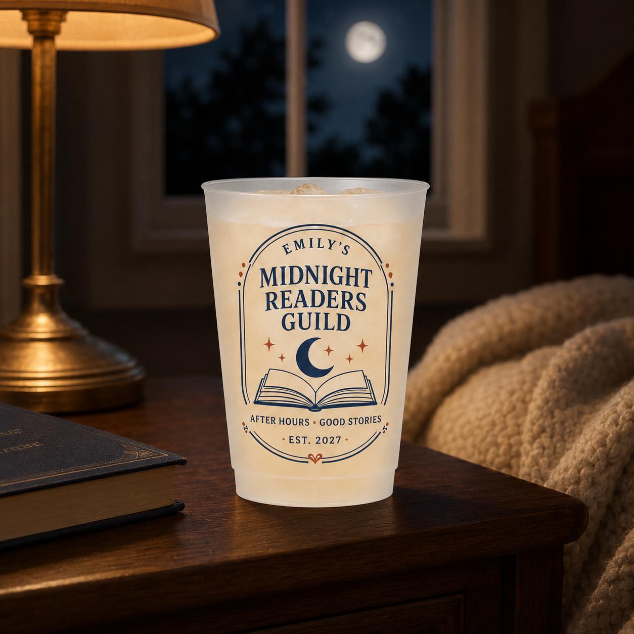 Personalized Book Club Frosted Cups, Custom Reading Group Cups, Books and Bubbly Party Favors, Book Lover Hostess Gift