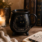 Personalized Pet Cauldron Mug, Custom Witch Familiar Cat or Dog Portrait, Halloween Ceramic Mug, Gothic Pet Lover Gift