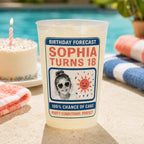 Personalized Birthday Photo Frosted Cups, Custom Childhood Picture Party Cups, Milestone Birthday Favors, Retro Face Drinkware